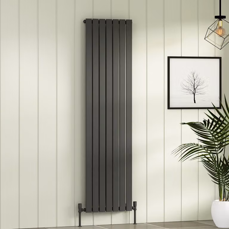 Fluxx Anthracite Single Flat Panel Vertical Designer Radiator H 180 cm x W 47.6 cm