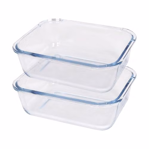 Argon Tableware Set of 2 Rectangular Transparent Glass Cake Dishes, W: 20 cm, D: 15 cm, H: 7 cm – 1