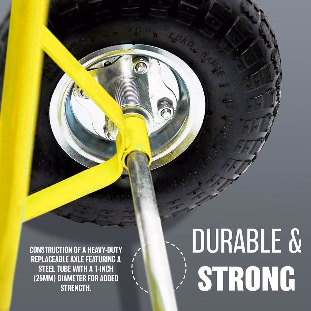 BARGAINS-GALORE Heavy Duty Industrial Sack Truck with Pneumatic Tyres, Yellow Steel Hand Trolley – 6