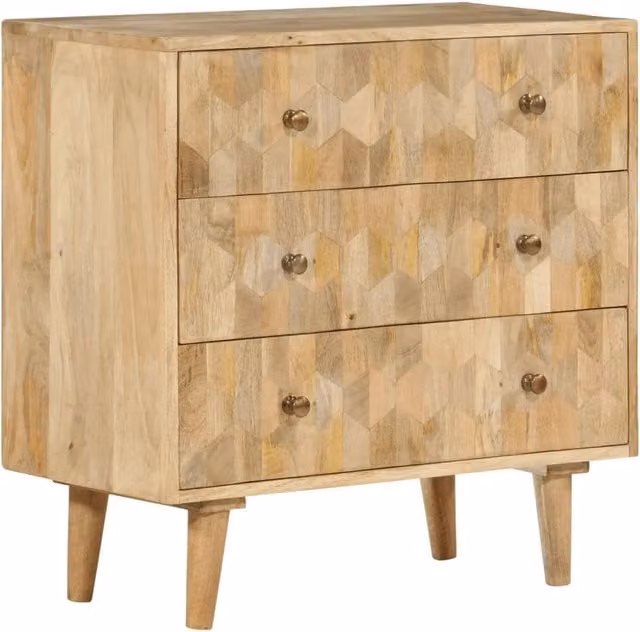 Berkfield Home Mango Wood Drawer Cabinet in Brown, W/D/H: 70 x 35 x 70 cm