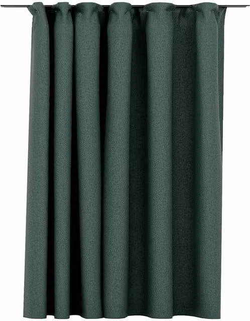 Berkfield Home Linen-Look Blackout Curtain with Hooks, Green, W: 290 cm, H: 245 cm