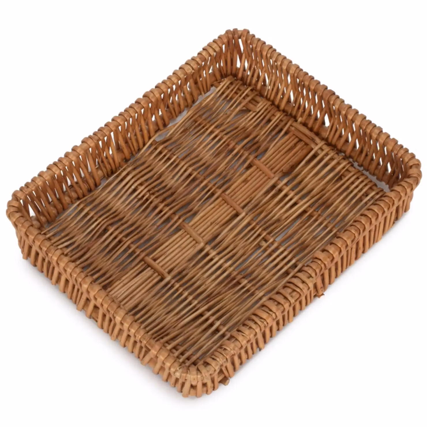 Red Hamper Shallow Wicker Tray in Brown, Width: 25 cm – 2