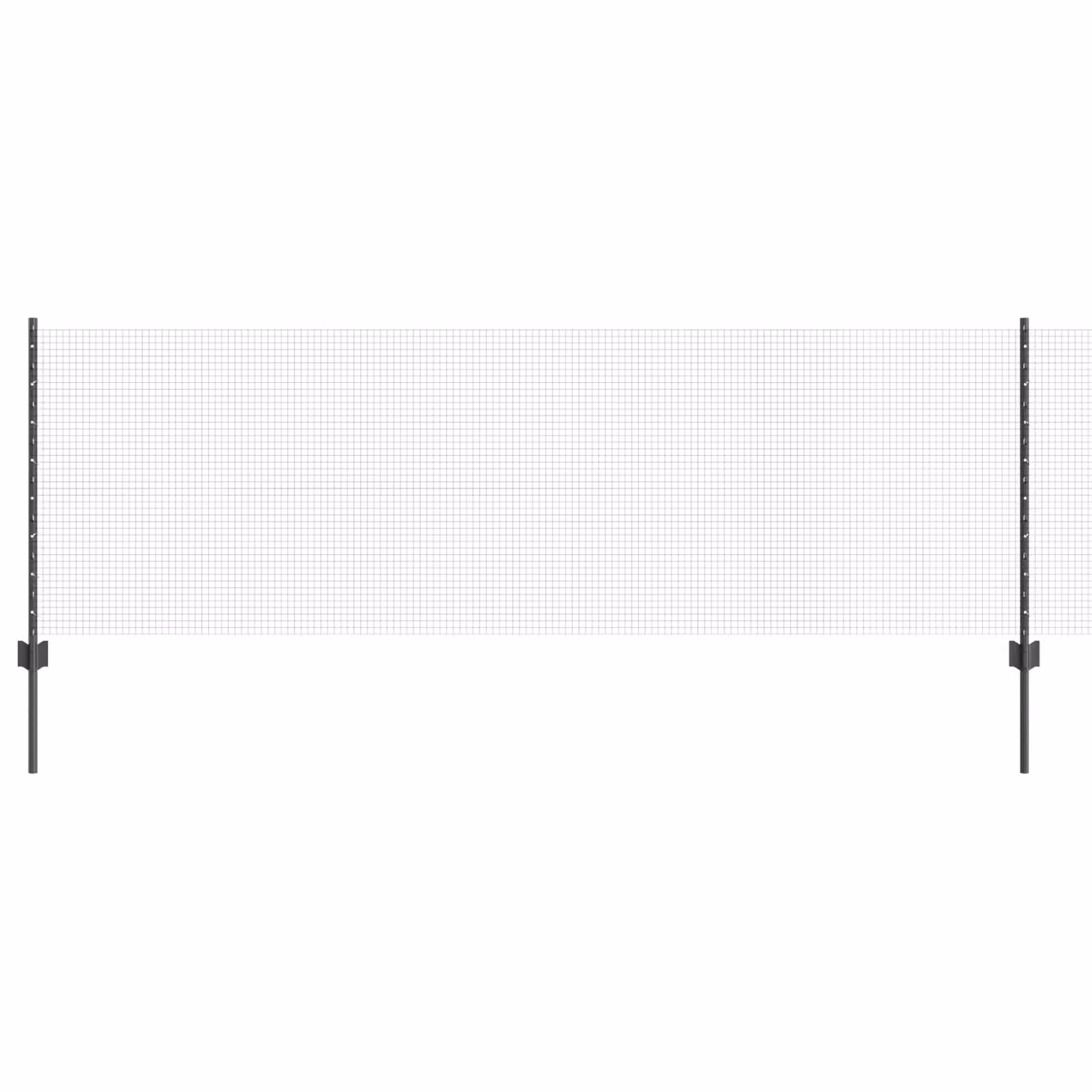 Berkfield Home Grey Powder-Coated Steel Welded Wire Fence with 22 U-Profile Posts, 0.8 x 50 m – 2