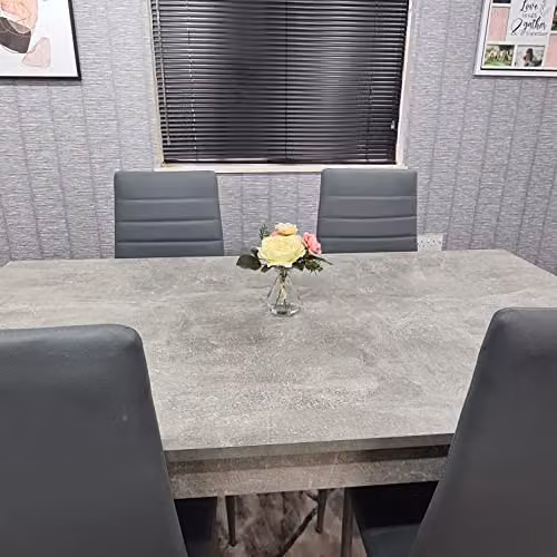 KOSY KOALA Modern 4 Seater Dining Table and Chairs Set in Grey, W/D/H: 117 x 77 x 75 cm – 2