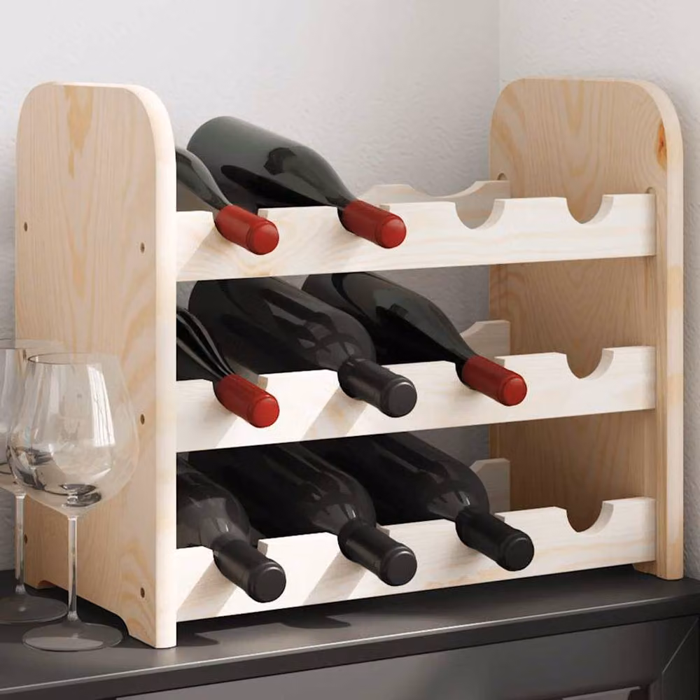 Berkfield Home Beautiful Solid Pine Wine Rack in Light Sand, W/D/H: 43 x 25 x 37 cm – 2