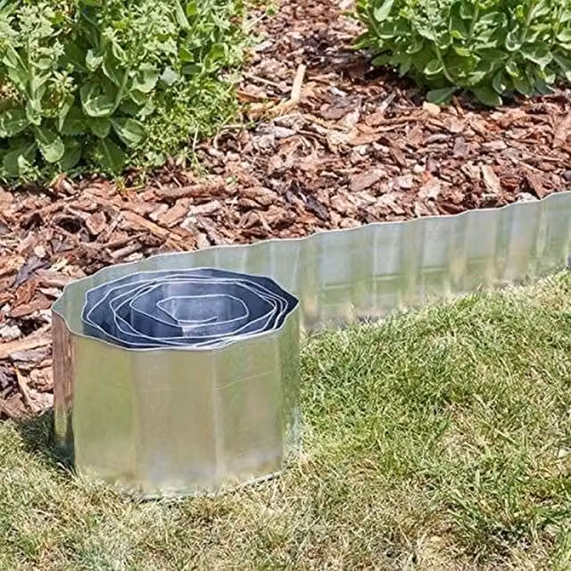 Garden Mile 5m Galvanised Steel Metal Garden Border Edging in Silver