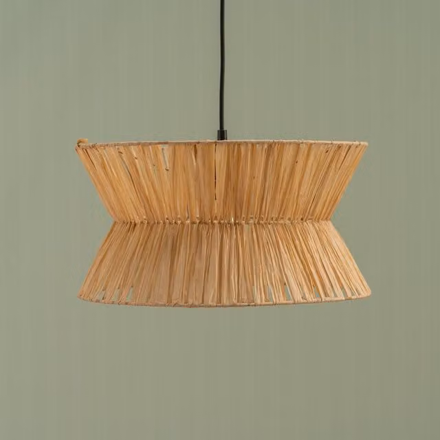 ValueLights Maddie Handmade Boho Cylinder Ceiling Light Shade in Beige and Yellow Paper Rope