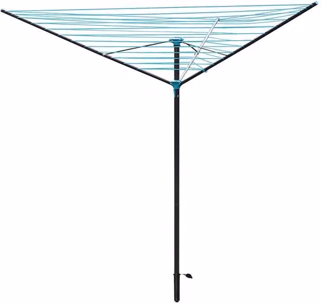 JVL 3 Arm Powder Coated Steel Rotary Airer with 45m Drying Space in Grey