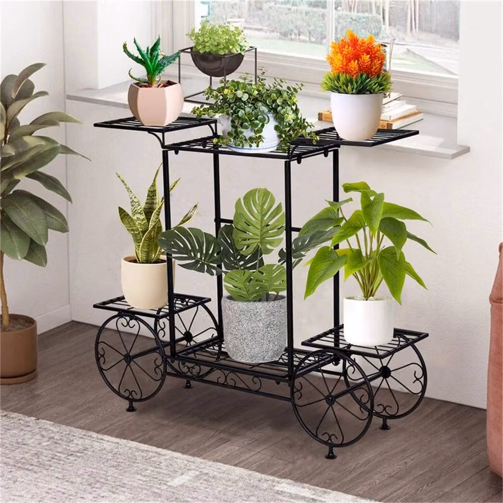 EONLION Matt Black Metal Indoor Plant Stand and Flower Pot Rack – 4