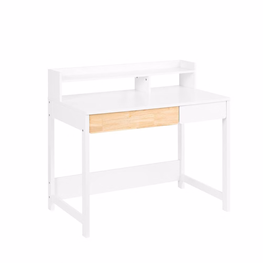 SoBuy Children's Study Desk with 2 Drawers and Shelf in White – 2