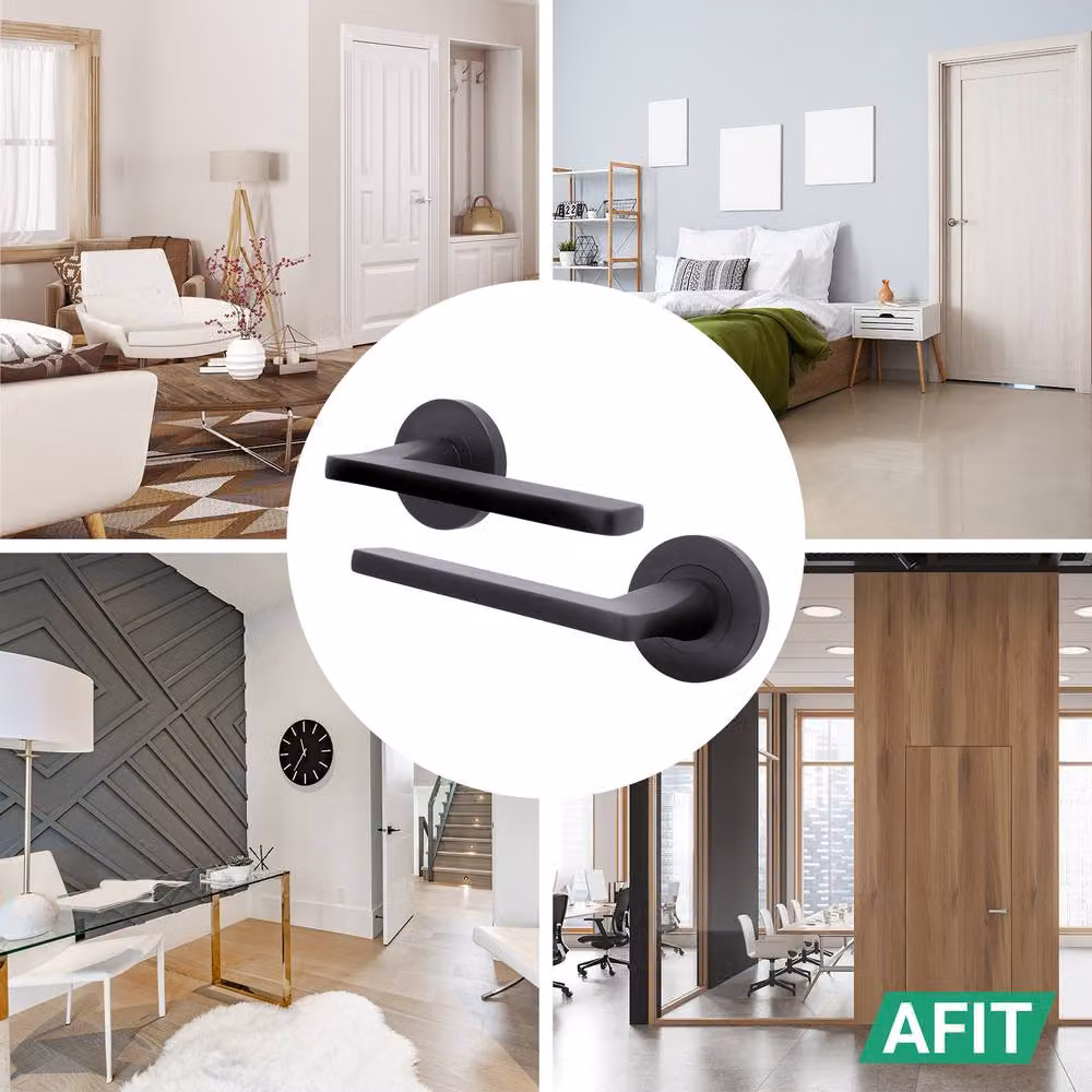 AFIT Matt Black Aluminium Internal Lever On Rose Door Handle – 5