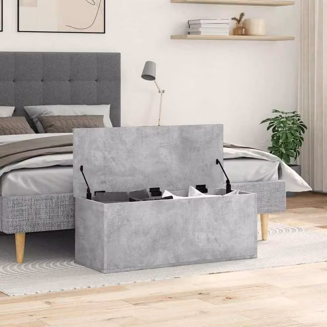 Berkfield Home Storage Box in Concrete Grey, W/D/H: 90 x 35 x 35 cm – 1