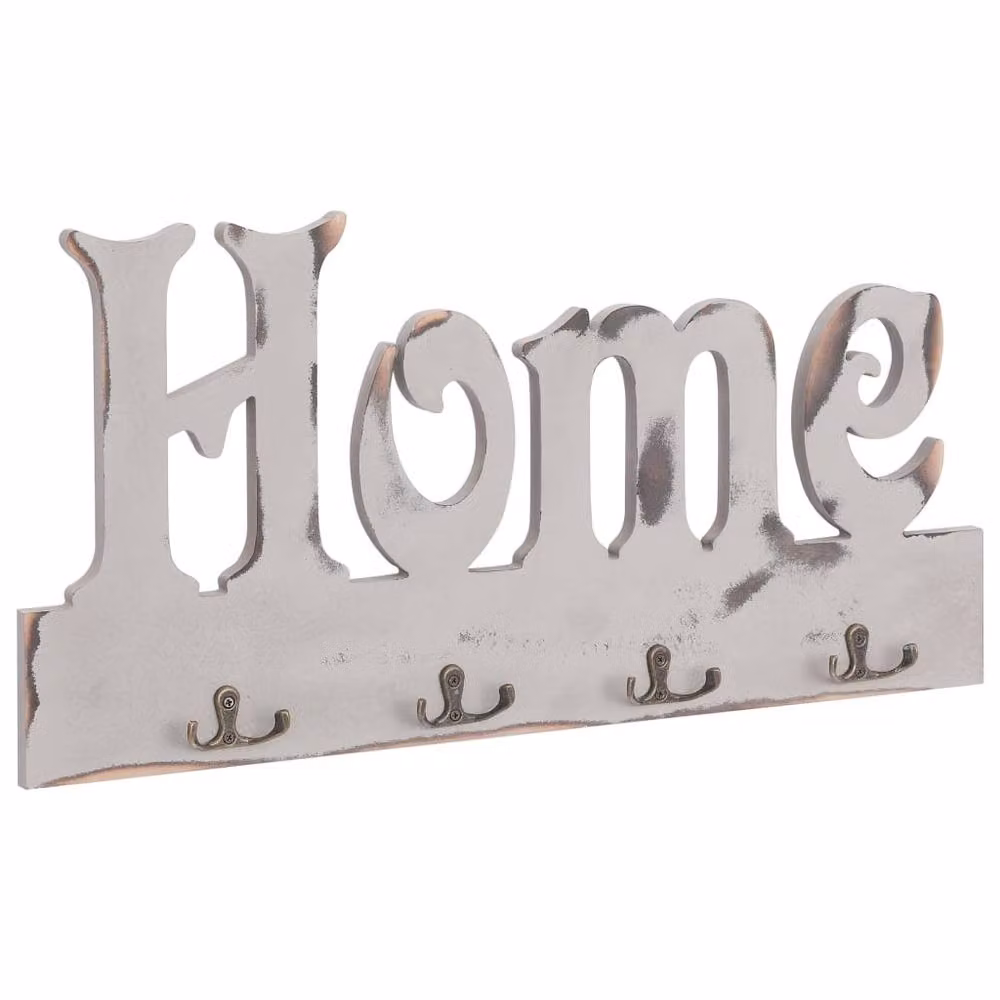 Berkfield Home Wall Mounted Coat Rack in White, W: 50 cm, D: 23 cm – 2