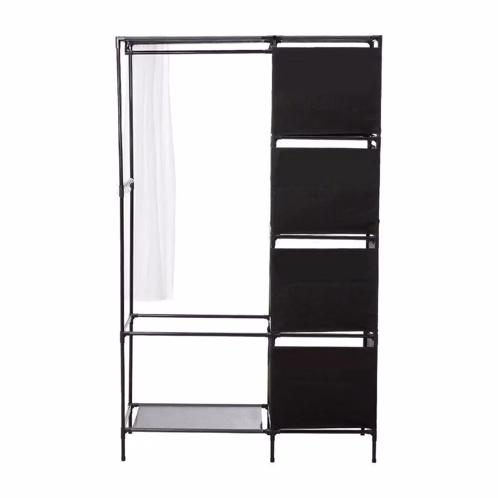 Havendro Matt Black Metal Hall Tree with Bench and Dual Hook and Rail Matrix – 3