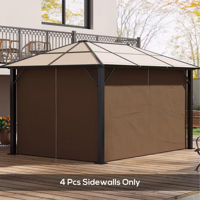 Outsunny 4 Pack Universal Gazebo Replacement Sidewalls in Dark Brown