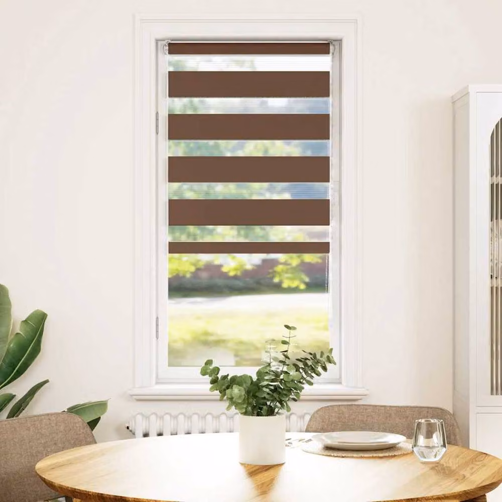 Berkfield Home Brown Polyester Zebra Blind with Day and Night Striped Fabric, W: 60 cm, H: 100 cm – 2