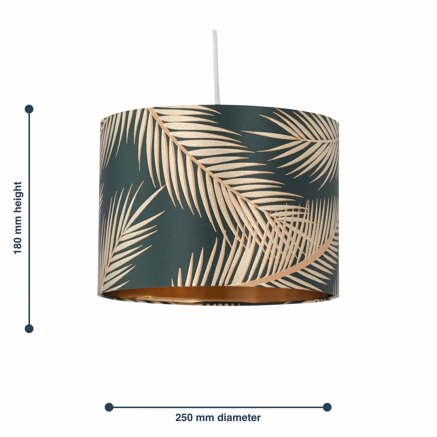 First Choice Lighting Tropica Dark Green and Gold Embossed Fabric Ceiling Pendant Lamp Shade, Diameter: 25 cm – 4