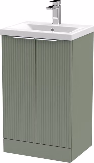 Balterley Fluted Front Floor Standing 2 Door Vanity Basin Unit in Satin Green