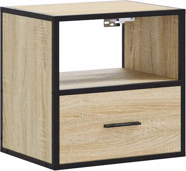 Berkfield Home Wall-mounted Bedside Cabinet in Sonoma Oak Brown, W/D/H: 40 x 31 x 39.5 cm