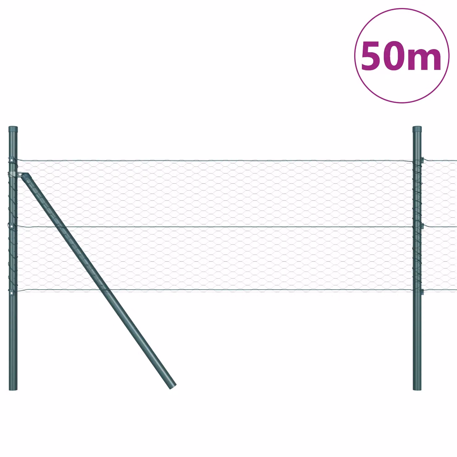 Berkfield Home Green Powder-Coated Steel Hexagon Fence, W: 0.5 m, L: 50 m – 1