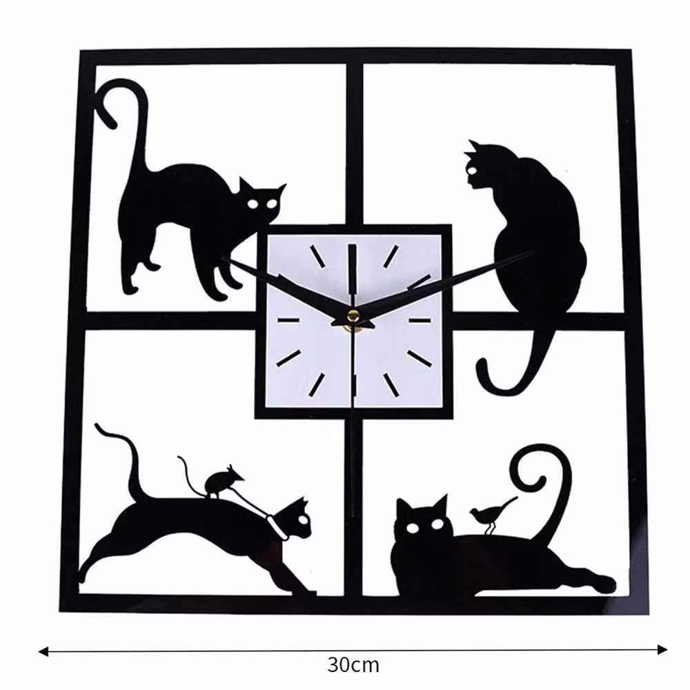 EONLION Black Square Analog Wall Clock, Diameter: 30 cm – 2