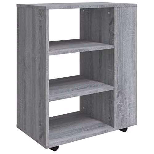 vidaXL Rolling Cabinet in Grey Sonoma, W: 60 cm, D: 35 cm, H: 75 cm, Made of Engineered Wood