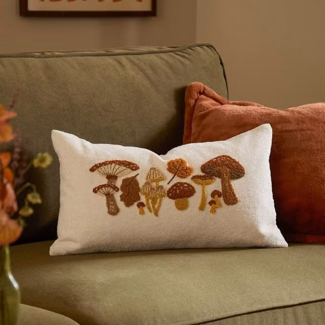Furn Autumn Forage Tufted Rectangular Cushion in Beige, W: 50 cm, D: 30 cm, H: 30 cm