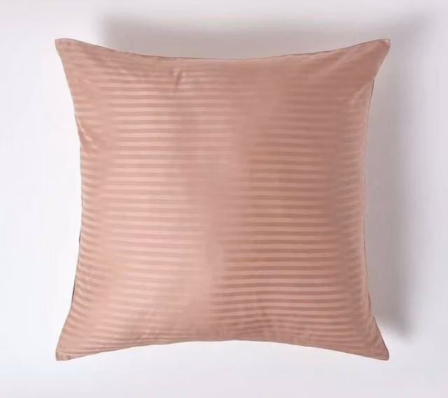 Homescapes Egyptian Cotton Mako Satin Striped Pillowcase with Zip, Brown/Beige, W/D/H: 80 x 80 cm, 330 TC