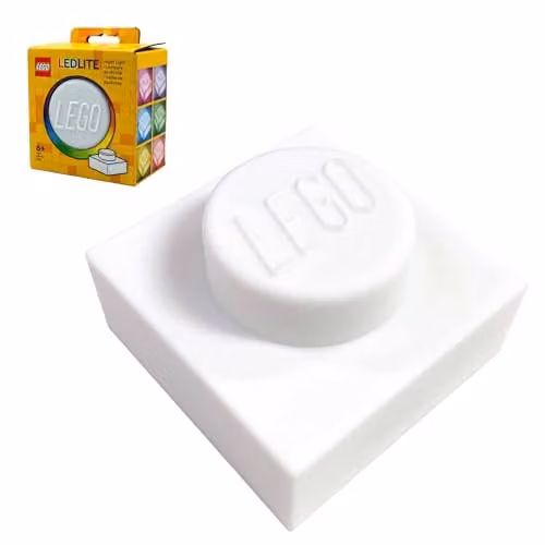 IQ Lego Iconic 1x1 Plate Silicone LED Colour Changing Night Light, White and Multicolour – 1