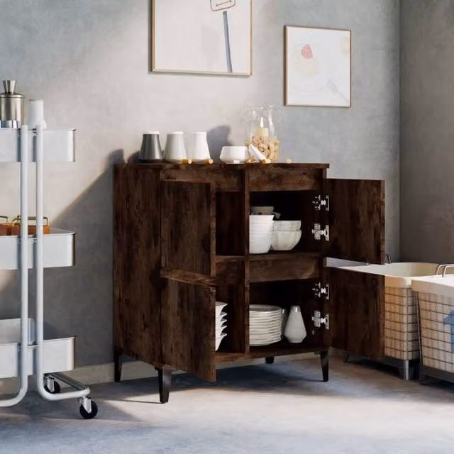 Berkfield Home Smoked Oak Sideboard in Brown, W/D/H: 60 x 35 x 70 cm