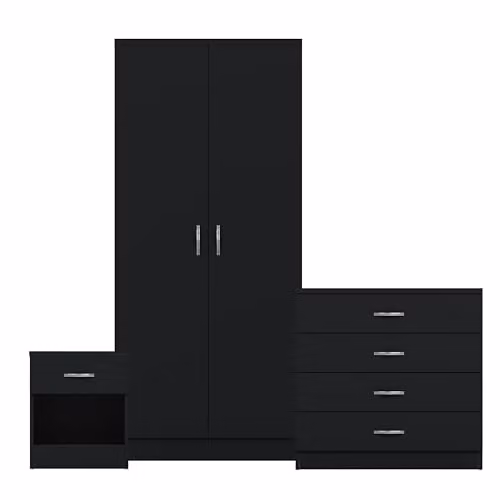 Vida Designs Riano 3 Piece Modern Bedroom Furniture Set in Black – 2