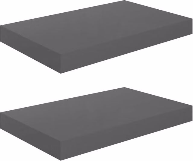 Berkfield Home Set of 2 Floating Wall Shelves in High Gloss Grey, W/D/H: 40 x 23 x 3.8 cm – 1
