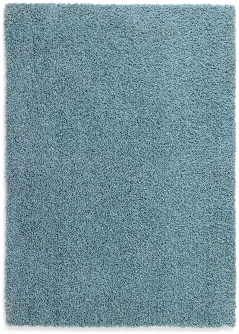 Recycled Cosy Plain Shaggy Rug in Blue, W: 200 cm, L: 290 cm