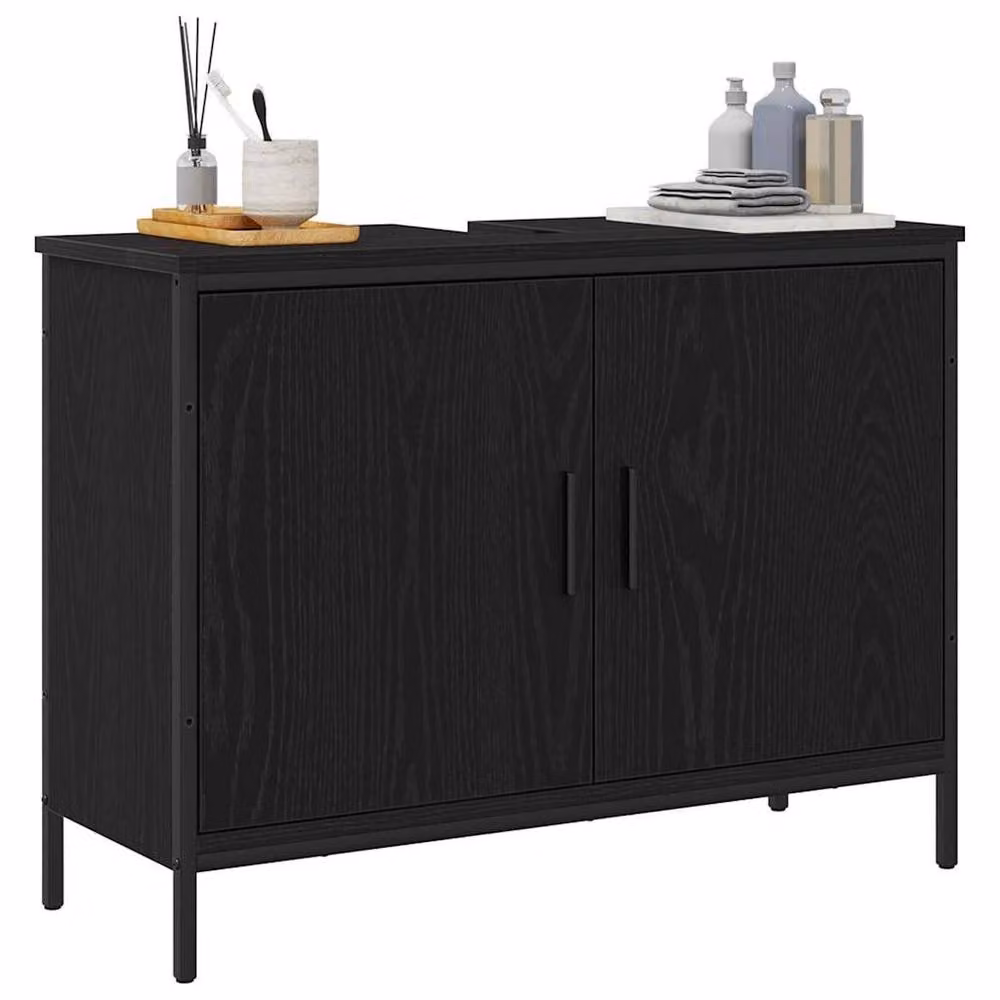 Berkfield Home Modern Black Oak Bathroom Sink Cabinet, W/D/H: 80 x 30 x 60 cm – 3