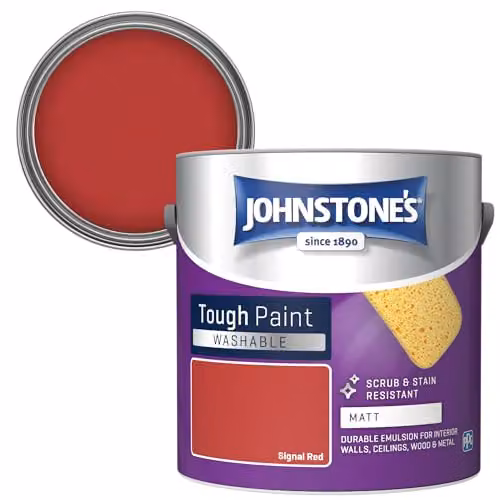 Johnstone's Washable Matt Wall and Ceiling Paint in Red, 2.5L – 2