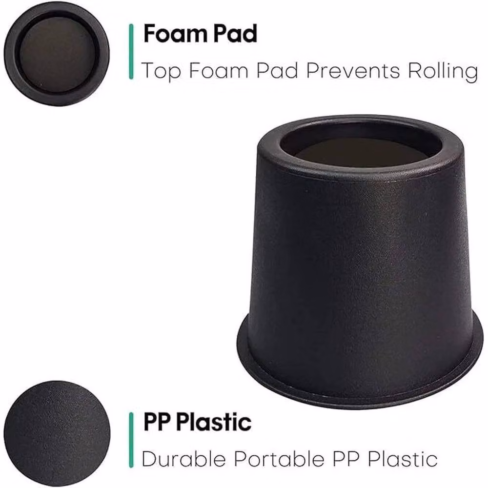 EONLION 8-Piece Black Plastic Bed and Chair Risers for Furniture Height Adjustment – 3