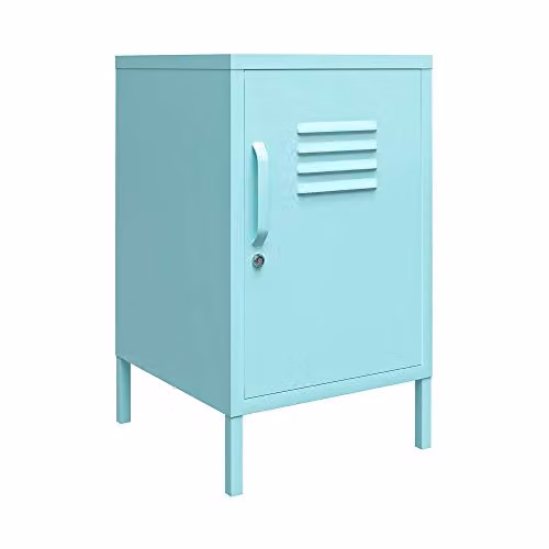 DHP Furniture Cache Metal Locker End Table in Mint Green/Turquoise, W/D/H: 40 x 38 x 68.89 cm