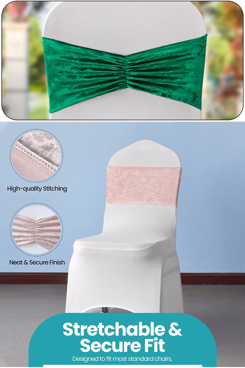 Neel Blue Diamond Velvet Chair Band Sash in Blue and Pink – 3