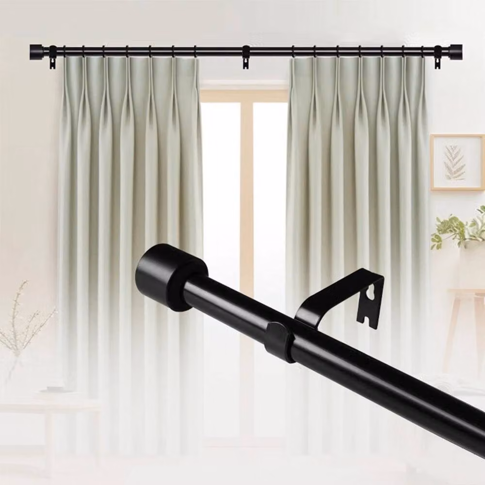 NESTLUNE Extendable Metal Curtain Pole, Black, Width: 100 cm - 150 cm – 3