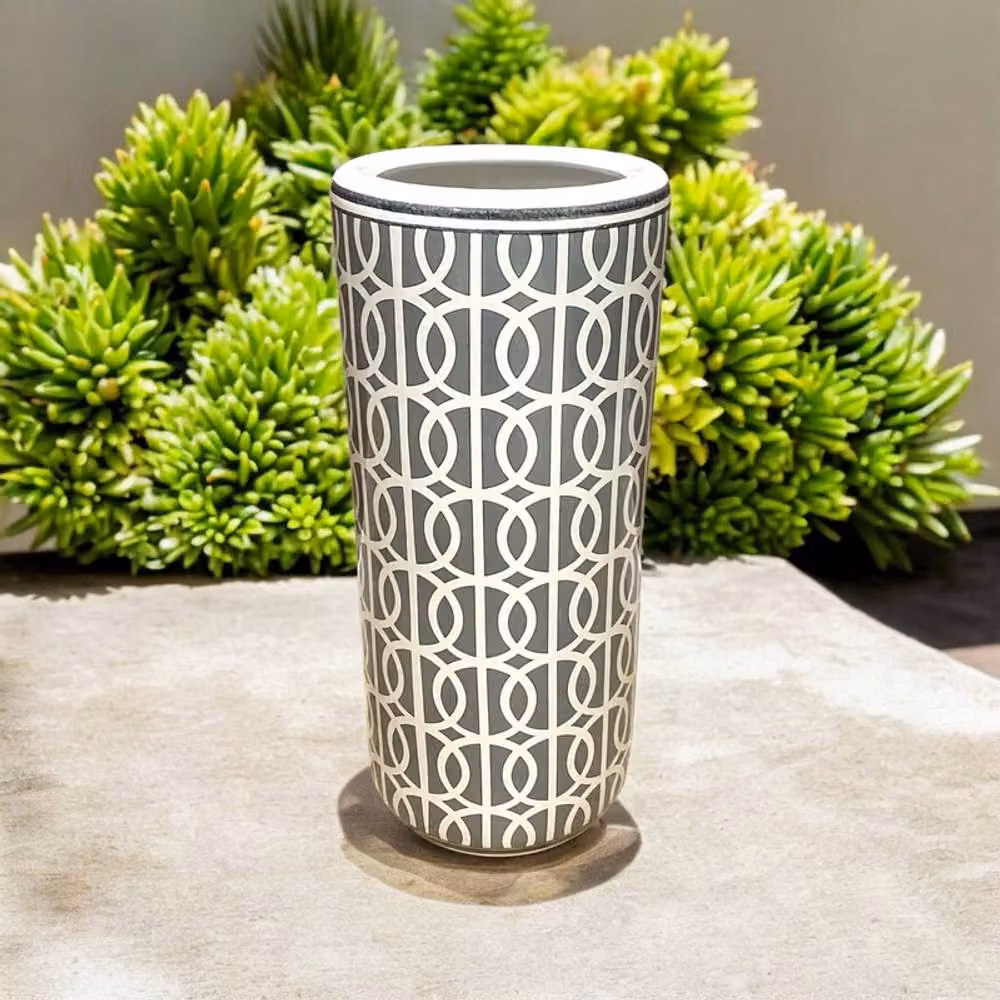 Minster Ceramic Circles Pattern Design Umbrella Stand in Grey and White, W/D/H: 20 x 20 x 46 cm – 4
