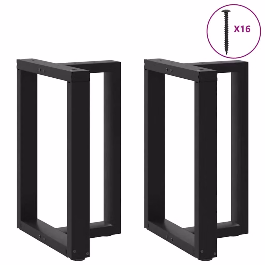 Berkfield Home T-Shaped Dining Table Legs, 2 Piece Set, Black Steel, W: 50 cm, D: 35 cm, H: 72.5 cm – 2