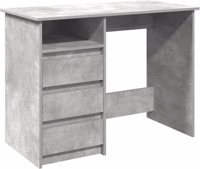 Berkfield Home Writing Desk in Concrete Grey, Engineered Wood, W/D/H: 102 x 50 x 75 cm