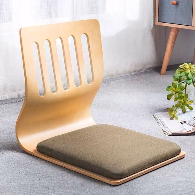 KORVIXA Green Yoga and Lazy Leisure Legless Chairs with Upholstered Wood Frame, W/D: 100 x 100 cm
