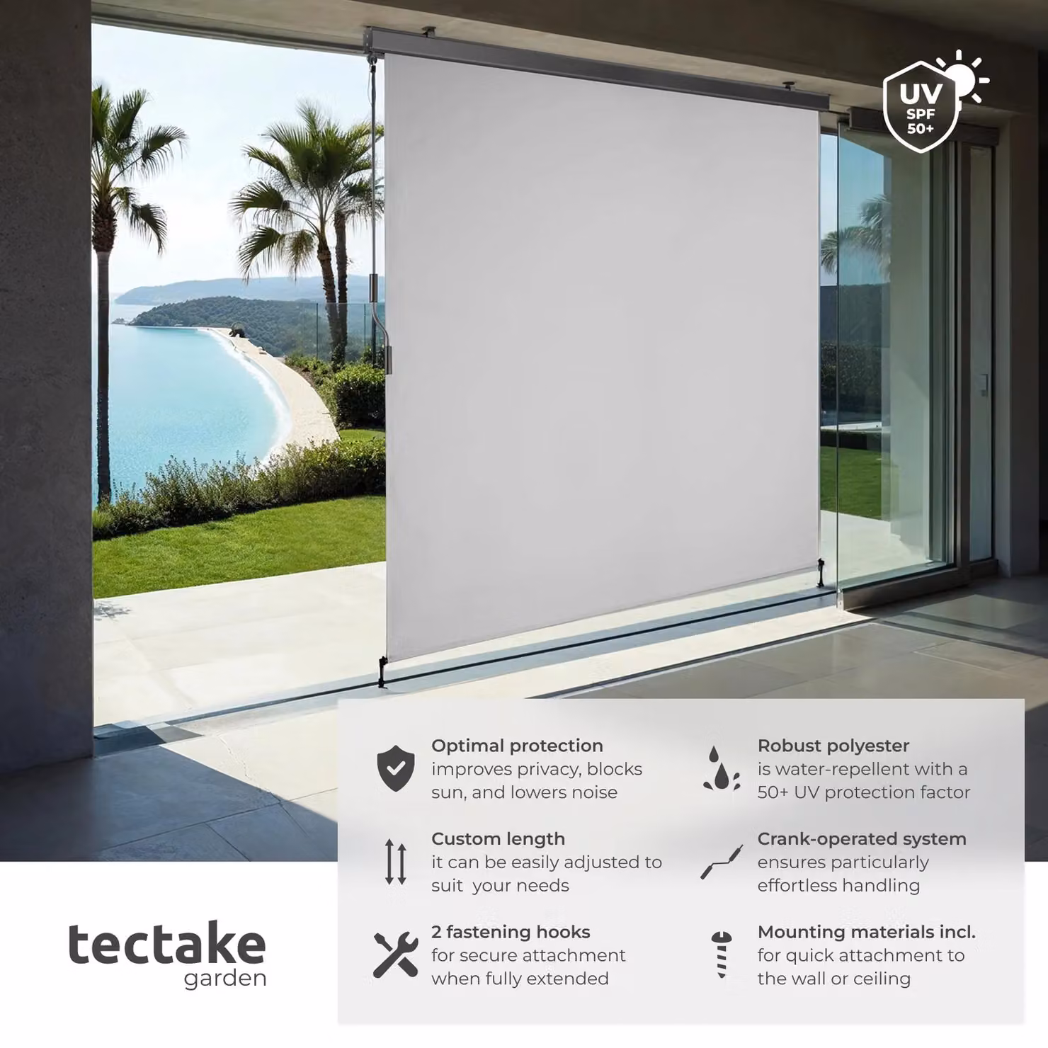tectake Eloise Vertical Awning in Grey, W/H: 180 x 250 cm – 2