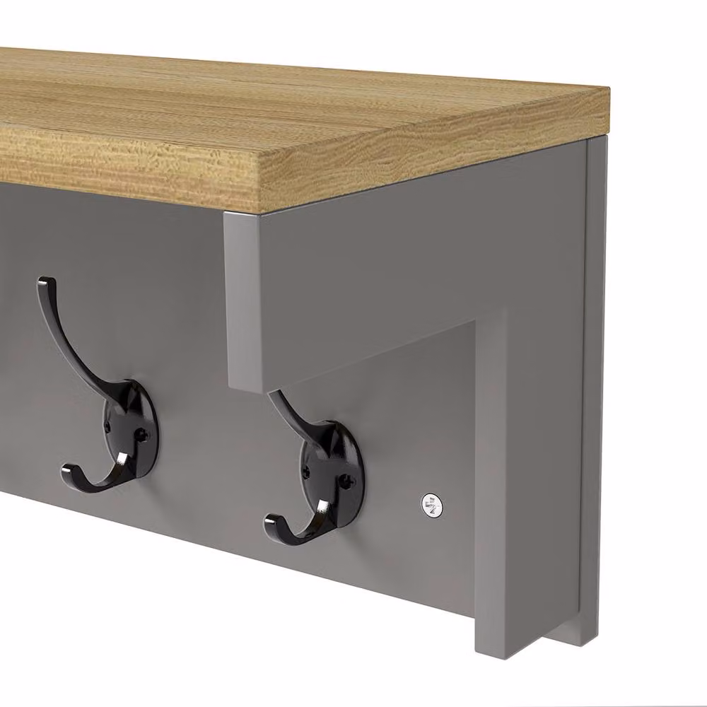 Levede Wall Mounted Coat Rack with Shelf and 7 Double Hooks in Grey – 4