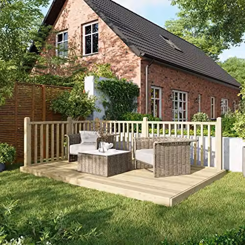Powersheds Premium Wooden Decking Kit with Hand Rails in Brown