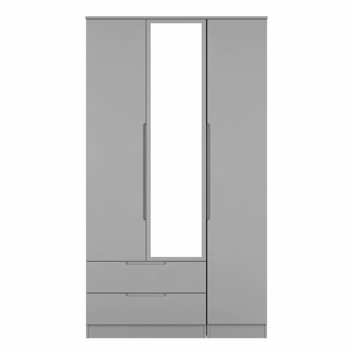 2 U Lucca Ready Assembled Tall Triple Mirror Wardrobe with 2 Drawers in Dark Grey – 2