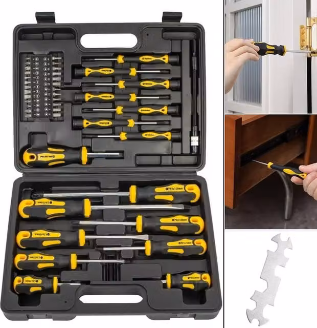 Hinsinc 42-Piece Premium Magnetic Manual Screwdriver Set in Black and Multicolour