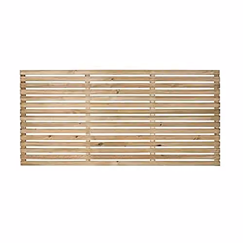 Forest Garden Brown Impregnated Wood Slatted Fence Panel Pack of 3, W: 182.88 cm, H: 44 cm – 1