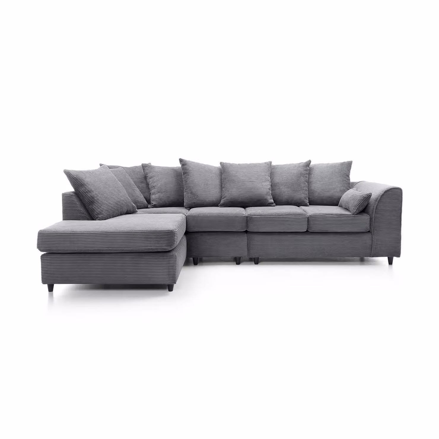 Abakus Direct Large L-Shaped Corner Sofa in Grey Jumbo Cord, Left Facing, W272 x D164 x H90 cm – 2